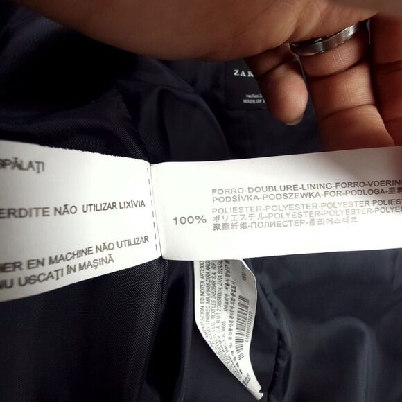 NEW Zara Tartan Plaid 2 Button Blazer Jacket with Elbow Patch Mens Small Green - Picture 11 of 12